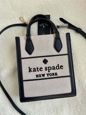 kate spade Black & Cream Canvas Crossbody Tote